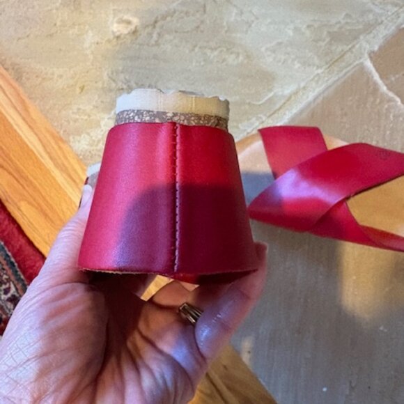 New Yokono Candela Red Leather Cork Wedge Slide Sandals Made in Spain Size 9.5 - Picture 4 of 7